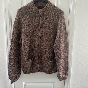 Textured Brown Wool Button Up Cardigan Sweater Mens Xxl Collectible